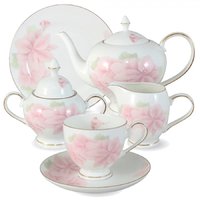 Чайный сервиз Anna Lafarg Розовые цветы 21 предмет на 6 персон