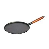Сковорода для блинов черная,  с деревянной ручкой, 28 см ,с  приспособлением для размазывания теста и лопаткой